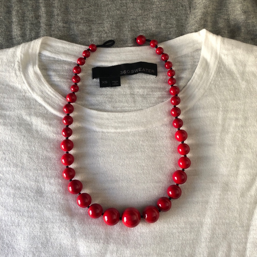 Red Ceramic Beaded Necklace